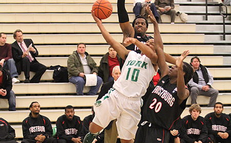 4th-Seeded York Stuns Frostburg State With Last Minute Rally; Spartans Join 6th-Seeded Hood In Advancing To CAC Men's Basketball Semifinals