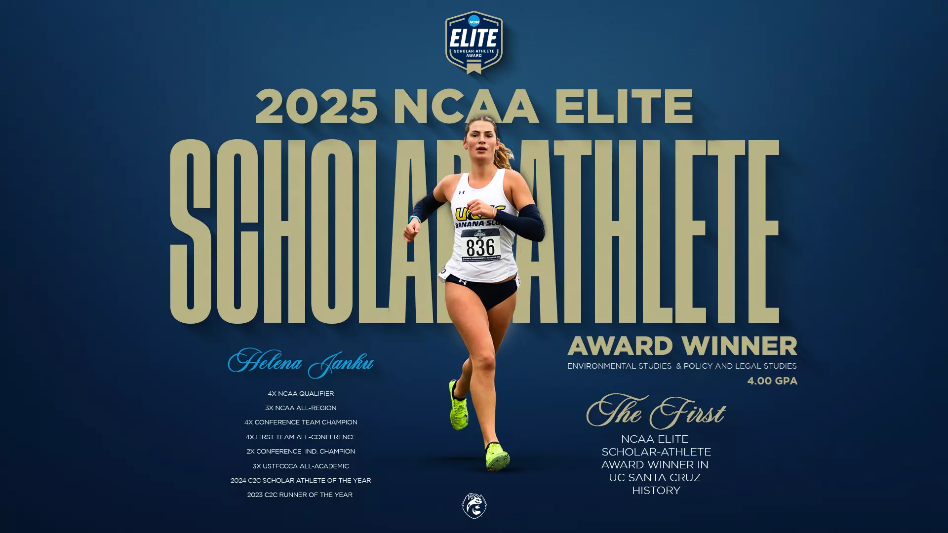 UCSC's Helena Janku Wins Elite Scholar-Athlete Award for NCAA Division III Women&rsquo;s Cross Country